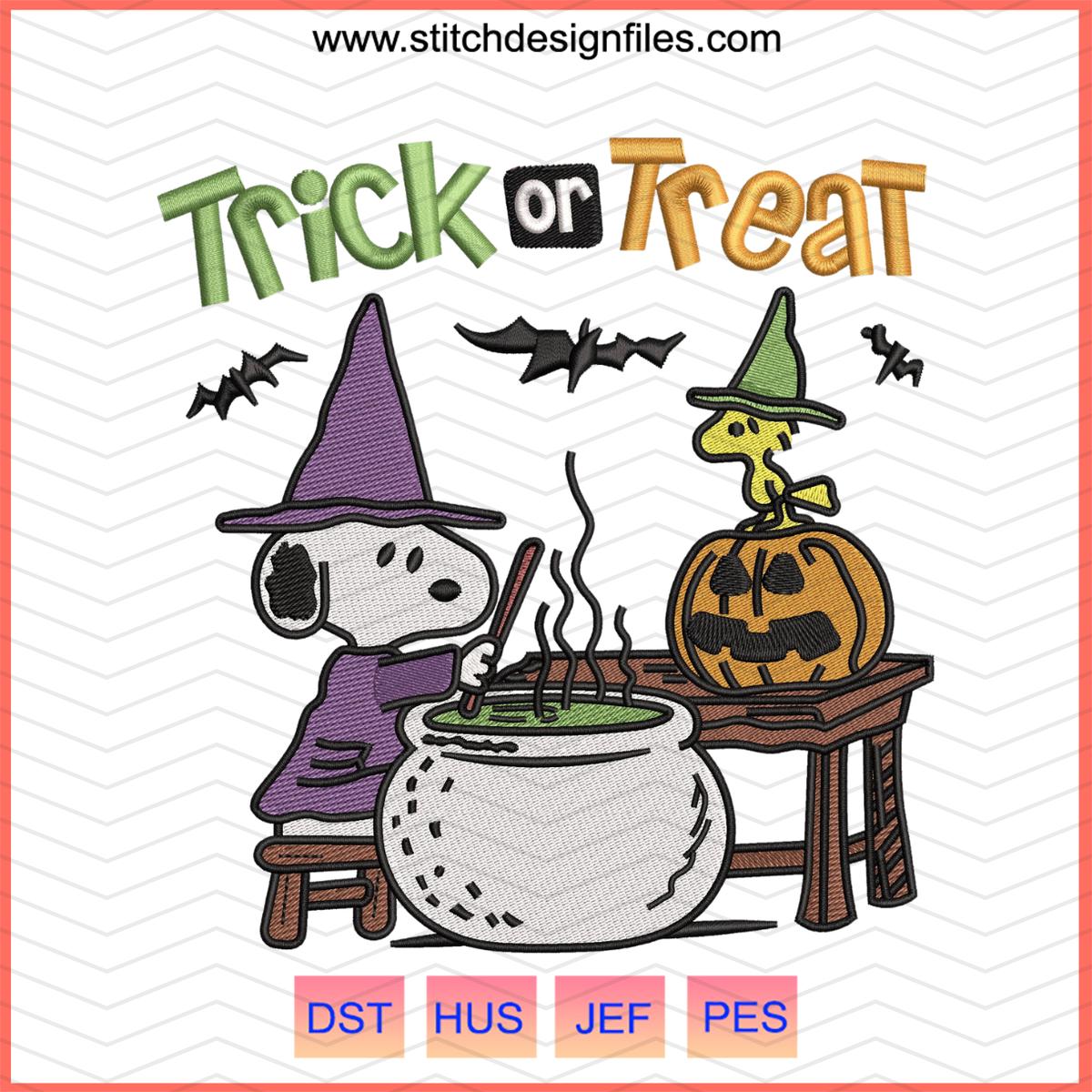 Trick or Treat Snoopy Halloween Embroidery Design