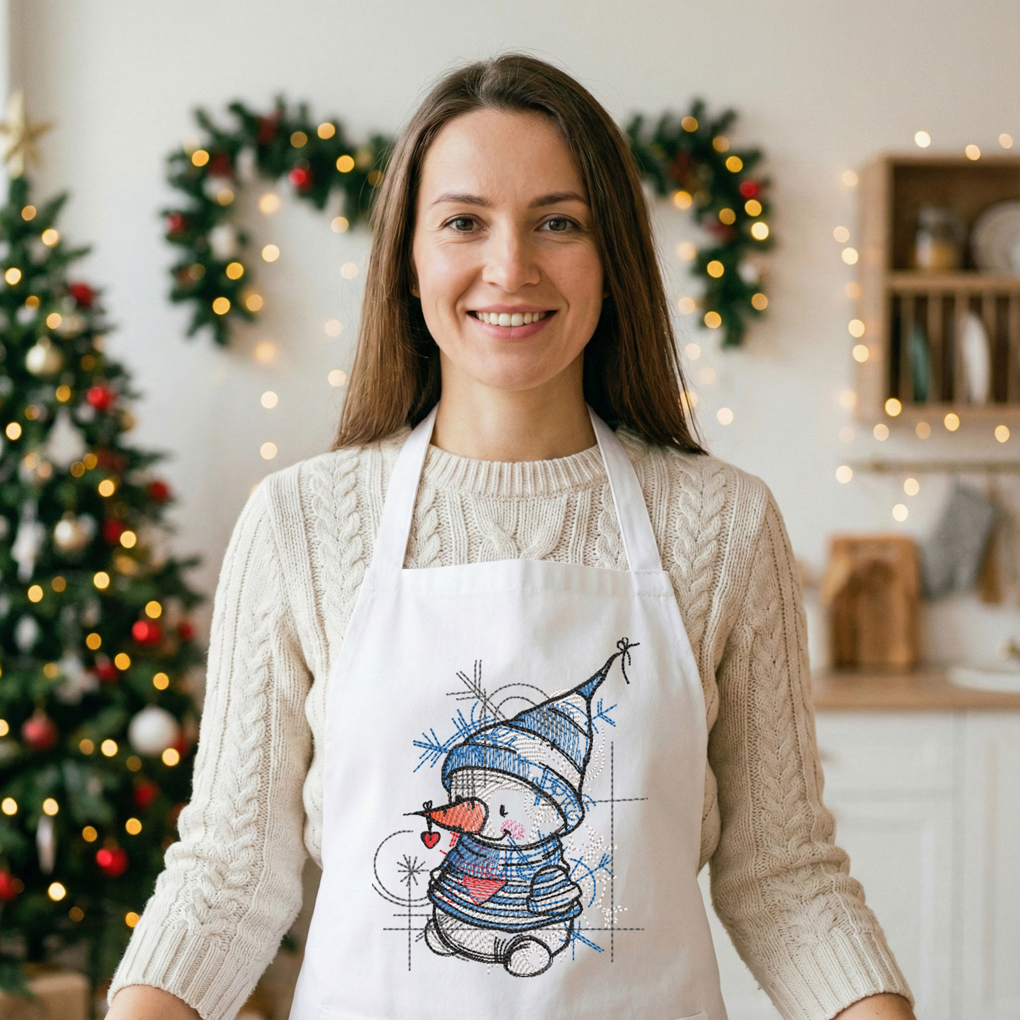 Snowman Christmas with Love Free Machine Embroidery Design – Cute Winter Pattern for Holiday Crafts